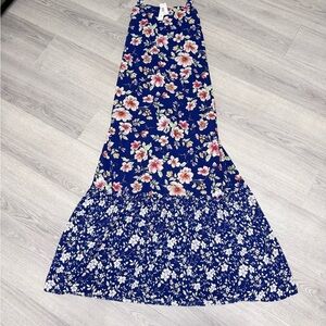 Studio B Summer Dress Blue Long Floral NWT XL